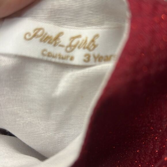 Pink Girls Couture Burgundy Glitter floral embellished Holiday Party Dress NWT 3 - Picture 14 of 15